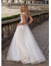 Blush Beaded Tulle Wedding Dress With Pockets